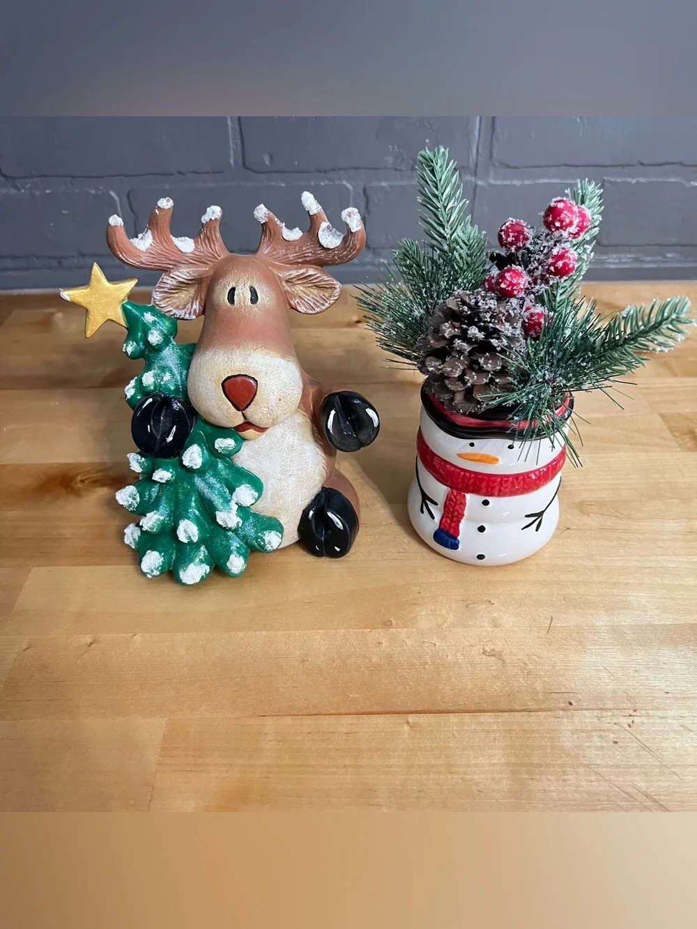 5”x 7” Christmas Reindeer and  8” Decorative Snowman Bundle